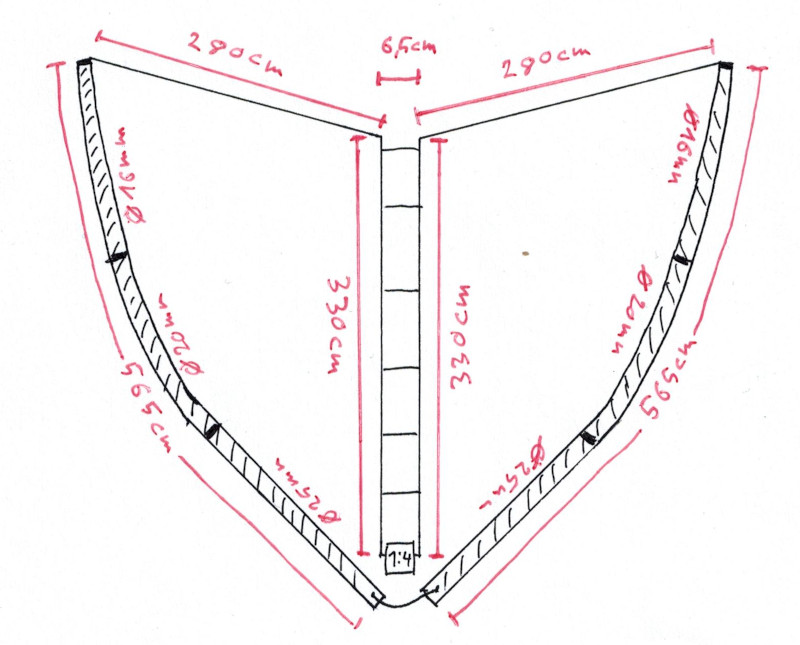 Diagram of the antenna with all measurements