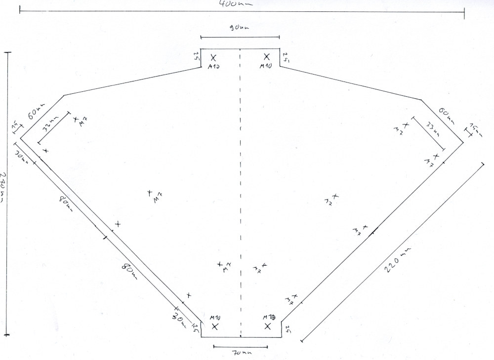 The base plate after cutting and drilling