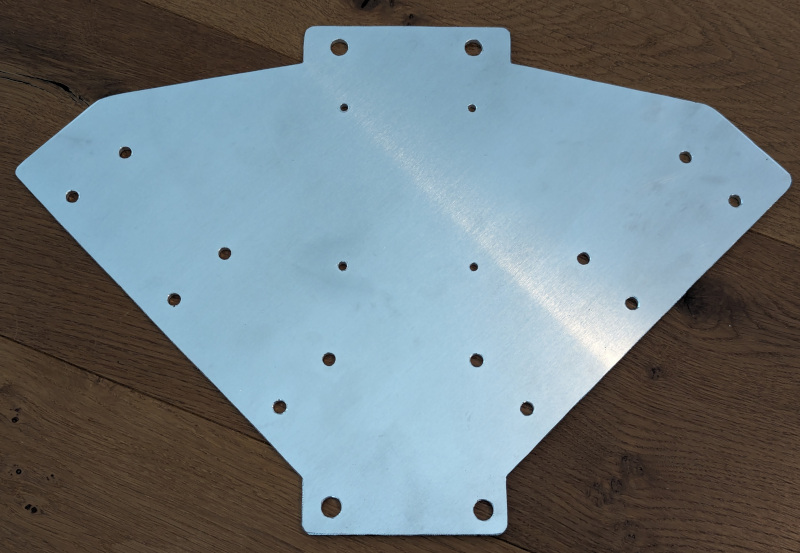 The base plate after cutting and drilling